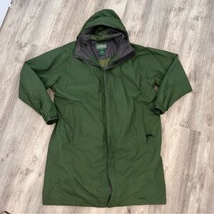 LL Bean Rain Coat Jacket Gore Tex Men XXL Green Trench Long Outdoors Nature Hike
